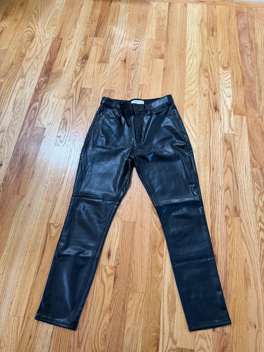 Abercrombie & Fitch Black Faux Leather Skinny Pants